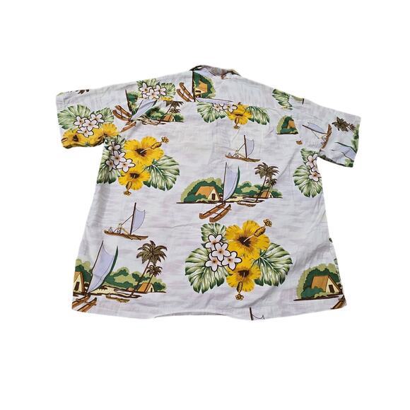 Steve & Barry's Classic Hawaiian Floral Button Up Short Sleeve Dress Shirt - Picture 2 of 7